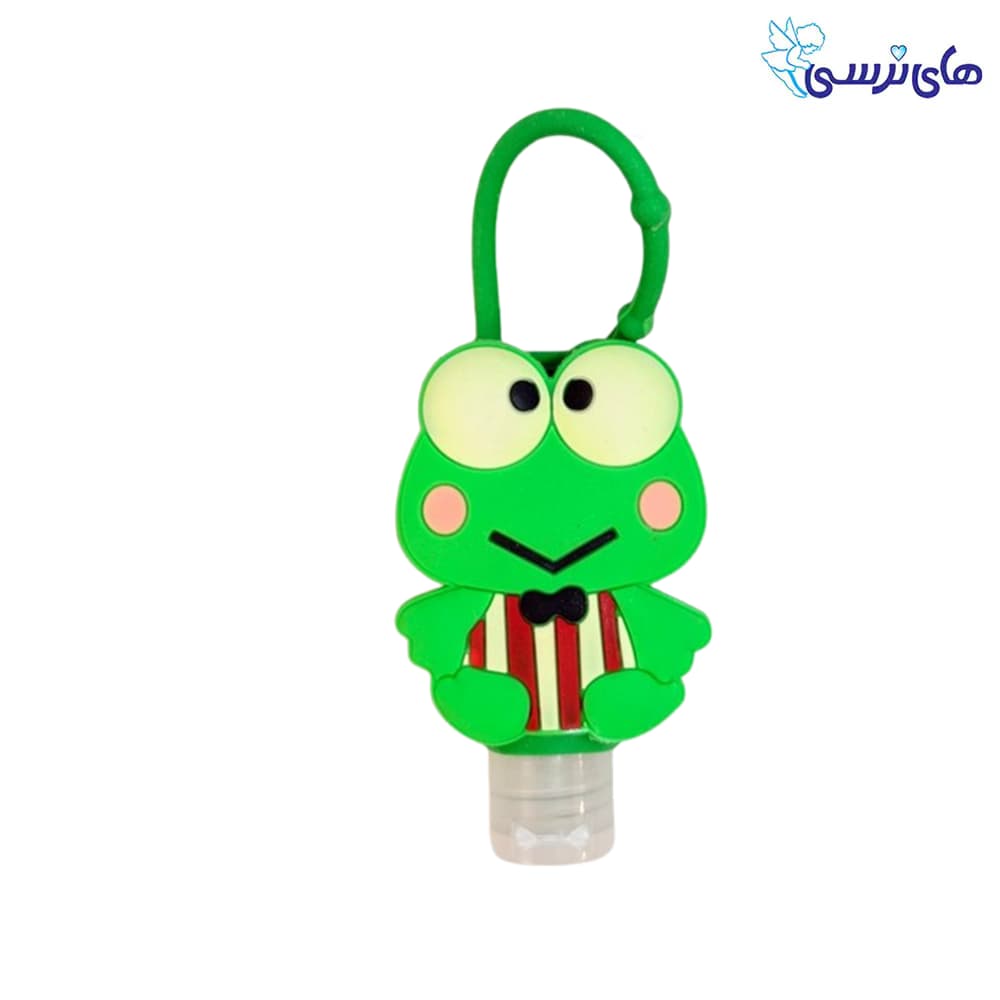 ژل ضد عفونی کننده دست مدل قورباغه با قابلیت اتصال به کیف